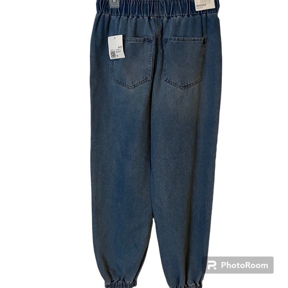 Forever 21 Blue Jean Joggers Womens Small Fitted Waist Relaxed Hips Oversized NE - Picture 8 of 12
